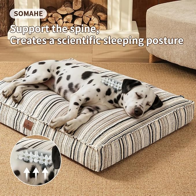 SOMAHE 4 Inch Orthopedic Dog Bed for Crate, 27 x 20 Inch, Orange Chenille | Washable Removable Cover, Waterproof Inner Liner, Non-Slip Bottom, Orthopedic Dog Crate Mattress for Medium & Large Dogs