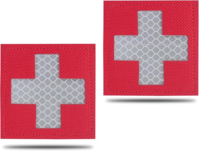 2-Pack Medic Patch First Aid Red Cross Medical Patches Reflective Morale for Tactical Gear Military Backpacks Bags Jackets Clothing (2.36"x2.36")