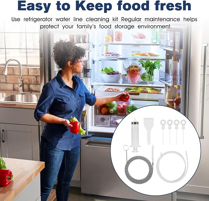 Refrigerator Drain Cleaning Tool -8 PCS Refrigerator Water Line Cleaner Kit | Refrigerator condensate drain cleaning kit, With frozen water line tool and long tube brush fridge drain hole cleaning tool
