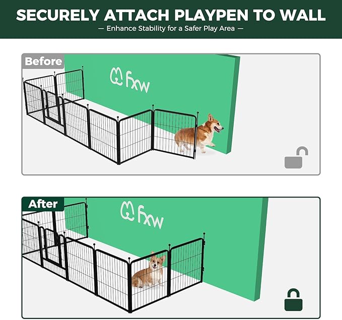 FXW Rollick Dog Playpen with Anchor Kit (Pack of 4) – 24 Inch 16-Panel Dog Pen for Small & Medium Dogs, Stable & Safe Indoor/Outdoor Play│Patented