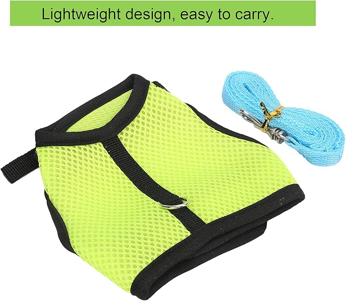 Small Dog Harness, Mesh Cloth Puppy Harness for Rabbits for Small Pets for Guinea Pigs(L, Green)