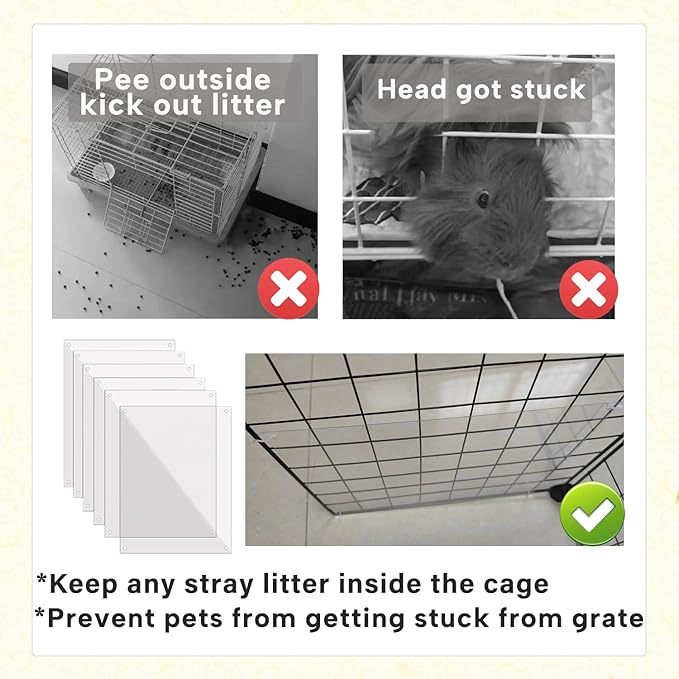 KEYIDE 12 Pcs Urine Guard for Rabbit, Guinea Pig, Ferret Transparent 12'' x 10'' Plastic Sided Liner Cage Accessories Prevent Scatter