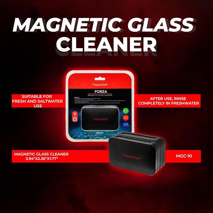 Aquatop Forza Floating Glass Cleaning Magnet 3.94 x 2.36 x 1.77 in – Suitable for 3/8-1/2 in Glass Thickness, Easy Aquarium Cleaning, MGC-10