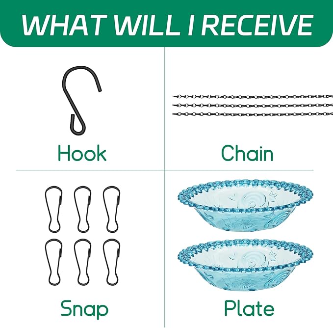 Bird Bath Hanging Seed Feeder Garden Plate Hanging Tray for Wild Backyard Attracting Birds (Blue-Doulbe Bath)
