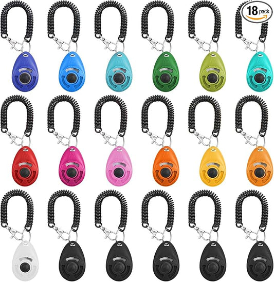 18 Pieces Dog Clicker for Training, Pet Training Clicker Set with Wrist Strap Clickers Trainer for Dogs Cats Puppy Birds Horses Behavioral Training (Multicolor)