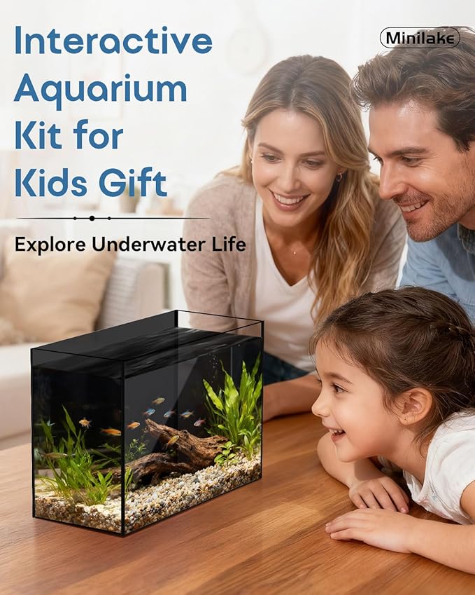Glass Fish Tank Kit, 2.5 Gallon Betta Fish Tank Aquarium Starter Kit with Filter, Lights, Lid, for Betta, Goldfish, Small Fish or shrimg, Black
