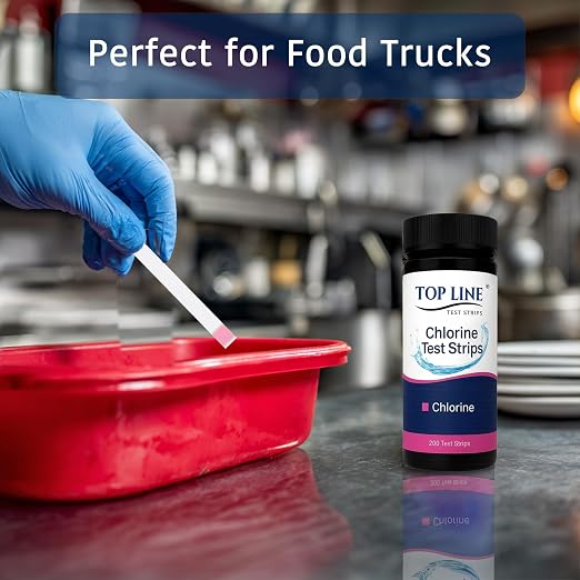 200 Chlorine Test Strips for Food Service 0-500 ppm (Value Pack) - Bleach Sanitizer Test Strips Food Service - Sanitizer Testing Strip - Chlorine Tester - Restaurant Supplies