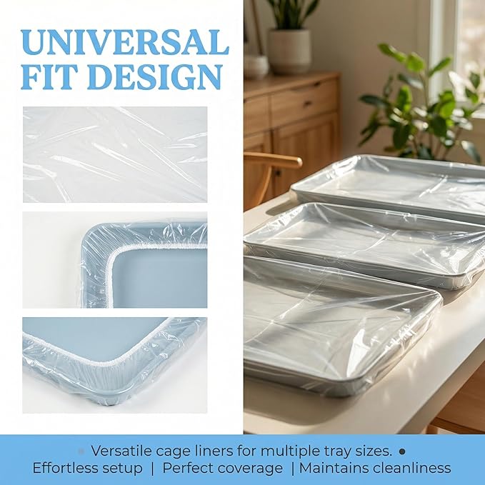 Universal Bird Cage Liners - 23X19 Inch Disposable Leak-Proof Elastic Edge Pet Cage Waste Bags for Most Bird Cages - 100 Pcs