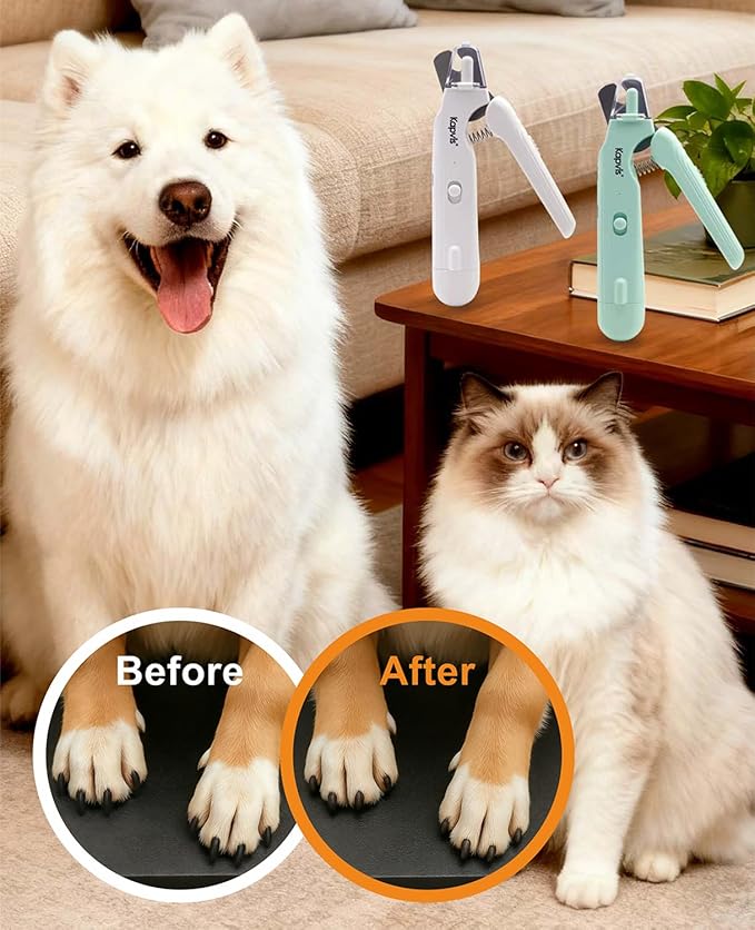 2-in-1 Dog Nail Clippers & Dog Nail Grinder with LED Lights,Cat Nail Clippers with Guard,cat Nail Trimmer for Medium Small Dogs Cats Claw Trimmer Quick Sensor and Safety Guard