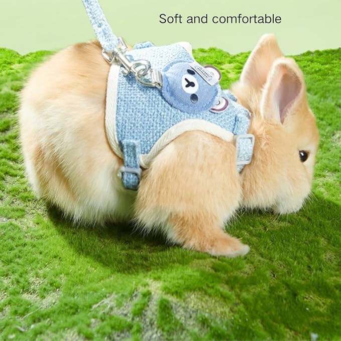 Rabbit Harness and Leash Set Adjustable Bunny Harness Leash Ferret Harness Guinea Pig Harness Ferret Leash for Small Pets Walking Outdoor (Medium,Pink)