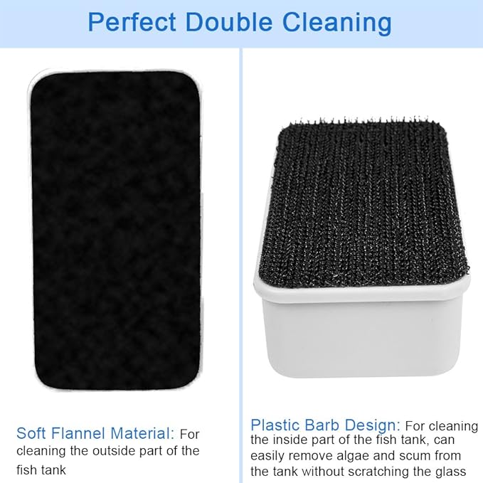 DaToo Aquarium Cleaner Fish Tank Glass Cleaner Algae Cleaner Scraper Magnetic Scrubber Algae Clean Brush, 2 Pcs,Size Large, 1 Yr Warranty