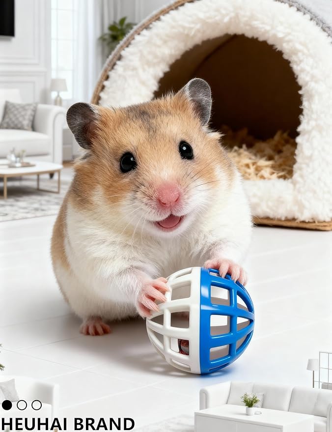 5-Pack Hamster Toys with Bell, 1.5" Colorful Balls, Push Toys Around (1.5'')