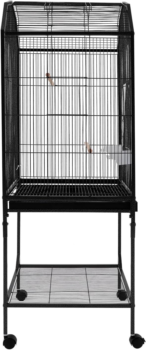 Birdcage Open Top 54 Inch Birdcages with Pull-Out Tray, Rolling Bird Cages with Wheels for Parakeets, Parrot, Cockatiel, Pigeon, Finch Cage(Black)