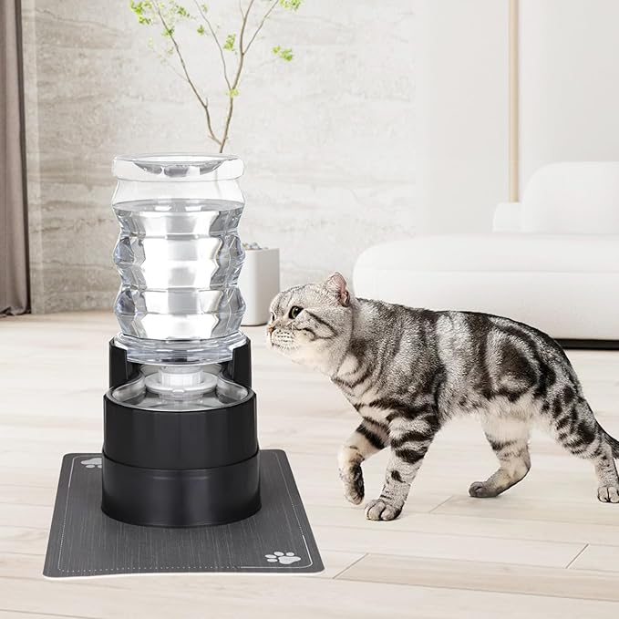 RIZZARI Automatic Dog Water Dispenser: 7L Black Stainless Steel Waterer - Elevated Design Eases Joint Strain & Supports Spine Health-Helps Prevent Urinary Stones-for Senior & Large Dogs-Indoor Use