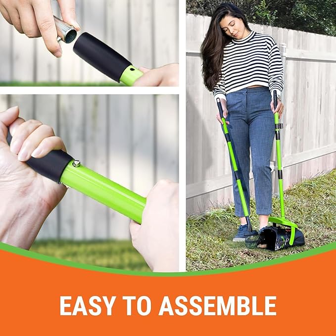 Pupzle Dry & Wet Dog Pooper Scooper with Bag Attachment, 40" Long Handle Pooper Scooper for Large Dogs, Dog Poop Scoop for Yard, Large Capacity Swivel Bin and Rake, 75 Bags, Patent Pending