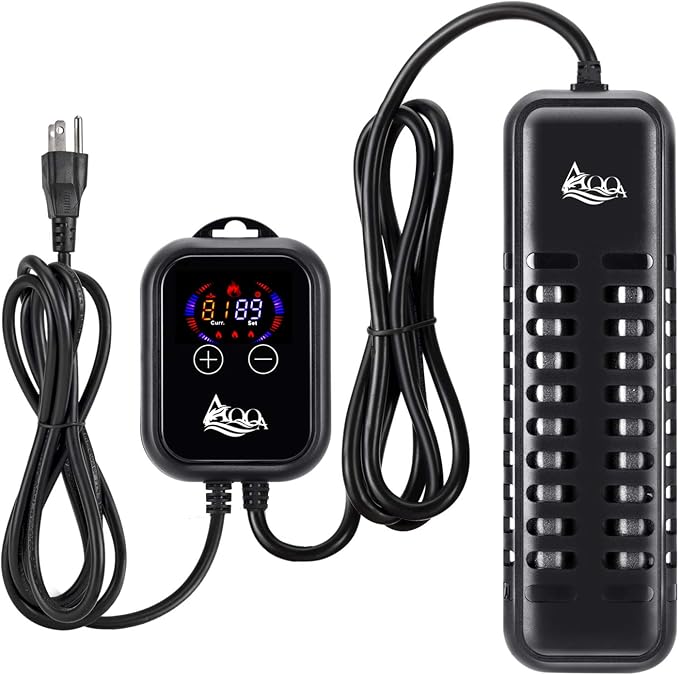 AQQA Submersible Aquarium Heater,100W/200W/300W/500W/800W/1000W/1200W | Fish Tank Heater,External Temperature Controller LED Temperature Display,Suitable for Saltwater and Freshwater(800W)