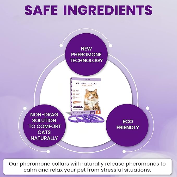4 Pack Calming Collars for Cats: Pheromone Cat Calming Collars for Cats, Helps Promote Relaxation and Comfort