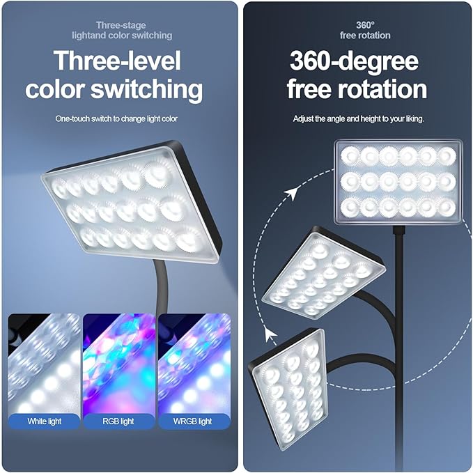 Vimvins Full Spectrum 10W Fish Tank Light Enhanced Edition LED Aquarium Light with Lens, 3 Adjustable Modes(Suitable for 7-16 Inch Tanks)