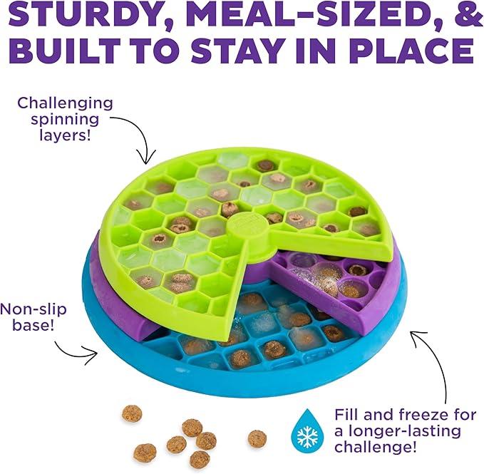 Outward Hound by Nina Ottosson Lickin’ Layers 3-in-1 Interactive Dog Feeder Puzzle, Lick Mat & Slow Feeder Bowl - Mental Stimulation Toy for Medium & Large Dogs, 2 Cup Capacity, 10.4 in x 2.8 in