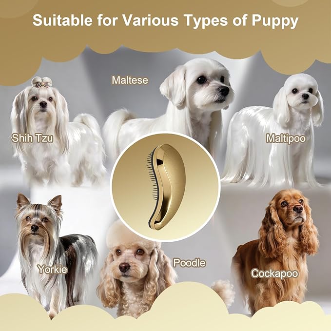 Small Dog Brush- Grooming Tool for Teddy, Yorkies, Maltese, Shih Tzu, Chihuahua - Puppy Hair Brush - (Rose Gold)