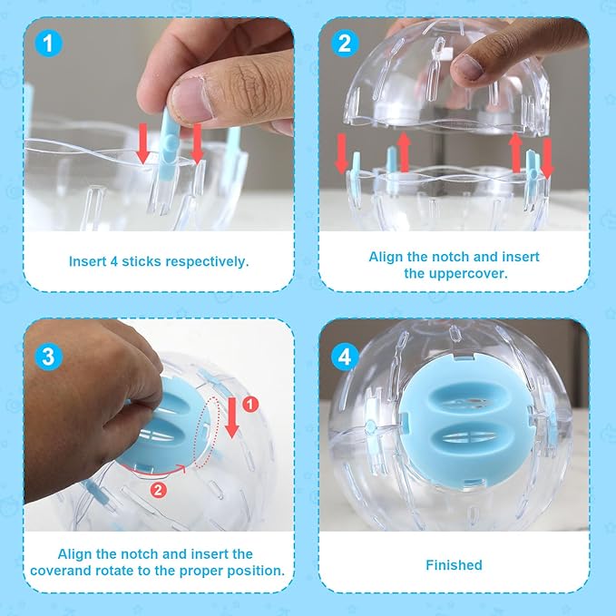 Small Hamster Ball, 5.9 inches Clear Breathable Hamster Exercise Ball for Kill Time Thick Sturdy Hamster Toys for Dwarf Hamsters, Small Gerbil, Small Syrian Hamster, Small Hedgehogs (Blue, M)