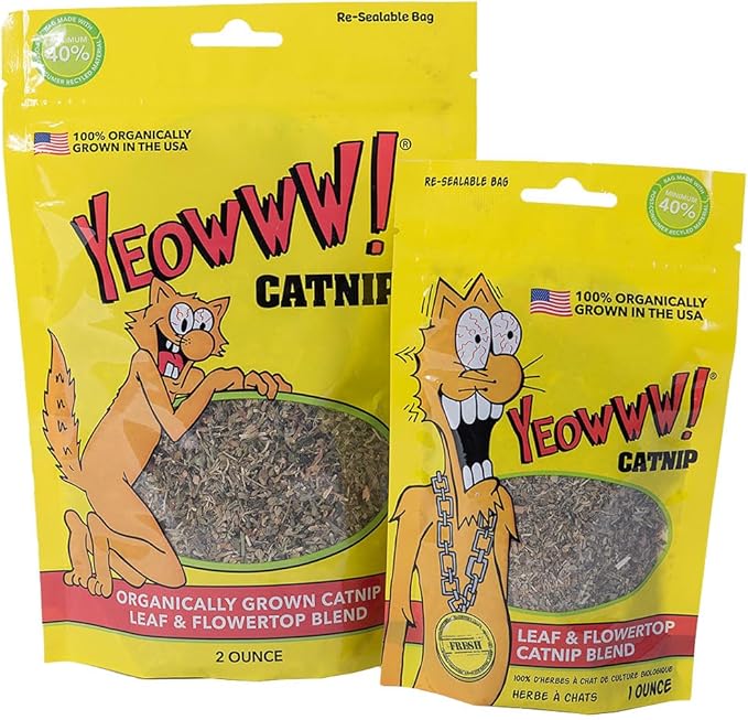 Yeowww! Organically Grown Catnip for Cats - 2oz Pouch - Premium Leaves & Flower Tops - No Fillers - Chemical-Free - Grown in the USA