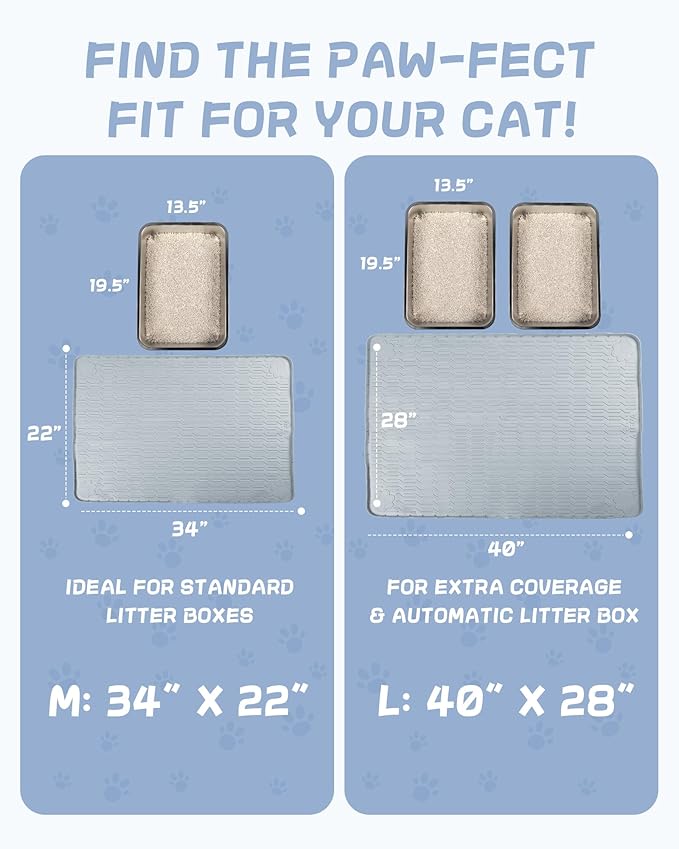 ANWA Waterproof Cat Litter Rug, 34" x 22" Large Silicone Cat Litter Mat Litter Trapping Mat, Heavy-Duty, Easy to Clean