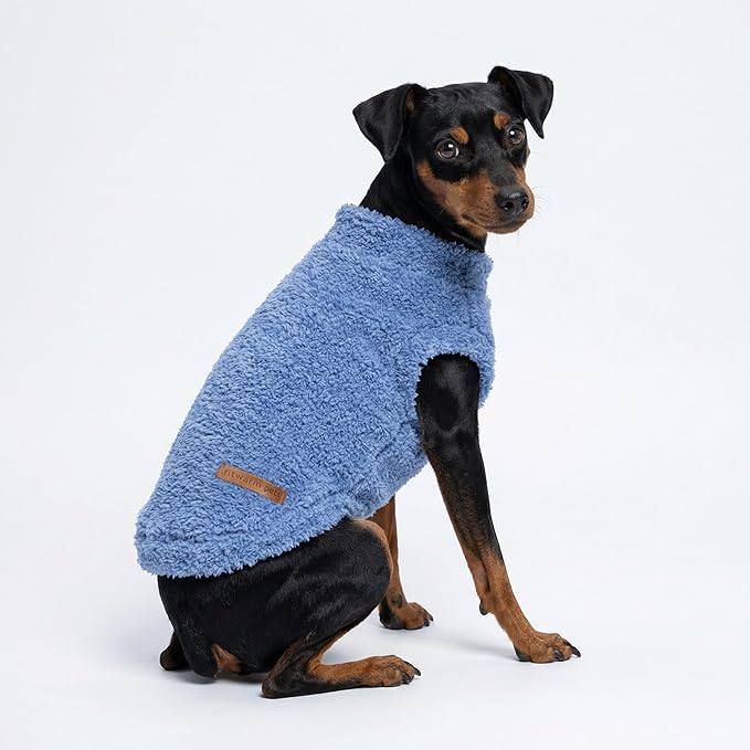 Fitwarm 2 Pack Striped Fleece Dog Sweater, Warm Winter Clothes for Small Dogs Boy Girl, Fuzzy Pet Outfit, Sky Blue, Olive Green, XXL