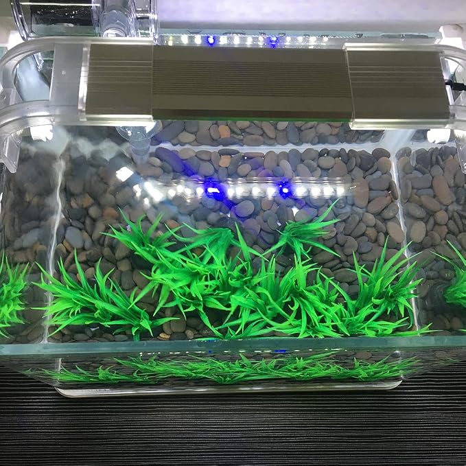 Aquarium Plant Fish Tank Decoration 20 Pieces Small/1" Tall Plastic Artificial Plant Goldfish Hidden Mini Grass Set (Green-B)