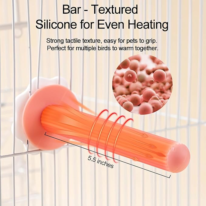 USB Heated Perch, Specifically Designed for Pet Birds Like Cockatiels, Amazon Parrots, and Budgies, with a Safe Surface Temperature of Approximately 94°F - 140°F Bird Cage Accessory