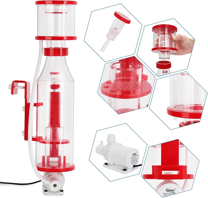 hygger Protein Skimmer for Saltwater Aquariums with 7W Pinwheel Pump, Adjustable Hang on Back Protein Skimmer Aquarium Oil Film Processor for Up to 48-79Gal Reef Tank, Filter for Marine Aquariums