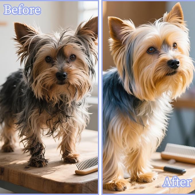 Cloud-Shaped Soft Bristle Small Dog Brush - Hollow Back Design for Easy Grooming - Ideal for Yorkie, Shih Tzu, Maltese Maltipoo Pomeranian- Puppy Essentials , Pet Hair Removal Essentials (Blue)