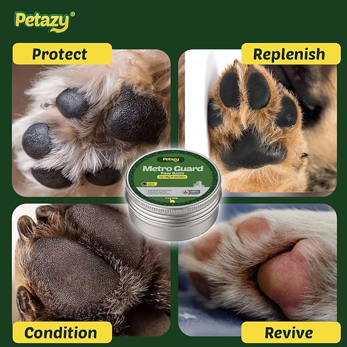 Petazy Dog Paw Balm – Metro Guard Formula for Hot Pavement, Pollution & City Surfaces | Lick-Safe, Natural Shield with Beeswax, Aloe Vera & Vitamin E | Paw & Nose Balm for Dogs & Cats, 2.1 oz