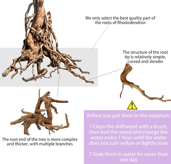 Vmiapxo 8-Pack Natural Driftwood, Sinkable Spider Wood (4''-6'') | Assorted Shapes Drift Wood, Aquarium Decor, Reptile Terrarium & Fish Tank Wood Branches Decoration