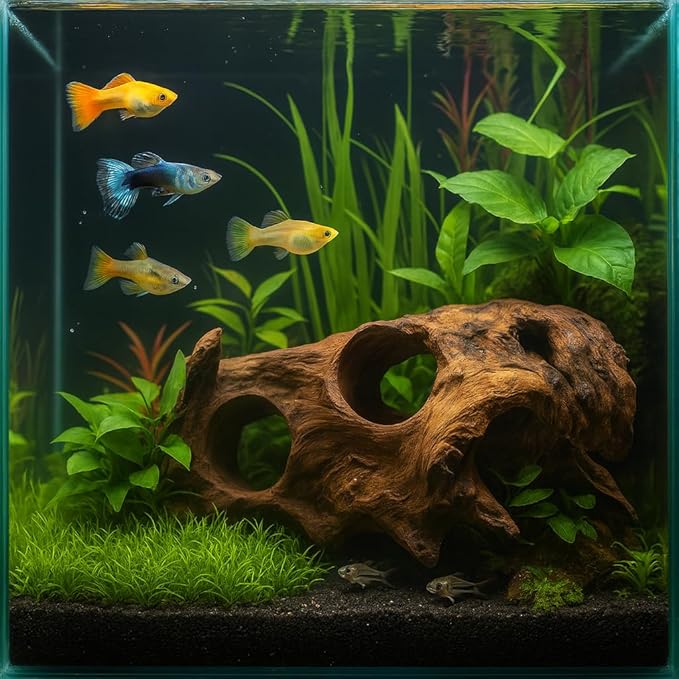 emours Porous Natural Driftwood for Aquarium, Aquascaping Driftwood with Holes, Hand-Selected Tunnels & Hideouts, Aquascaping Hardscape, Terrarium Reptile Décor, No Paint or Resin (6-8" (15-20 cm))