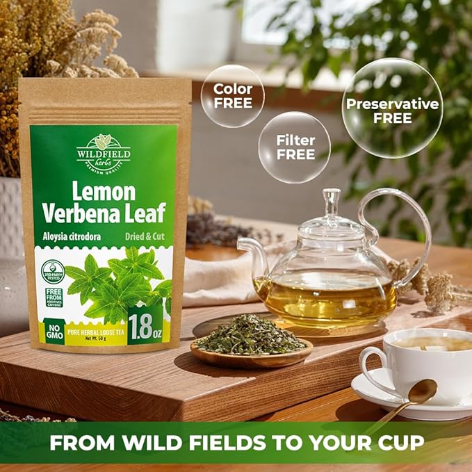 1.8 oz. Lemon Verbena Herbal Tea (Aloysia Citrodora) – 51g Dried Lemon Verbena Herb Tea Cedrón
