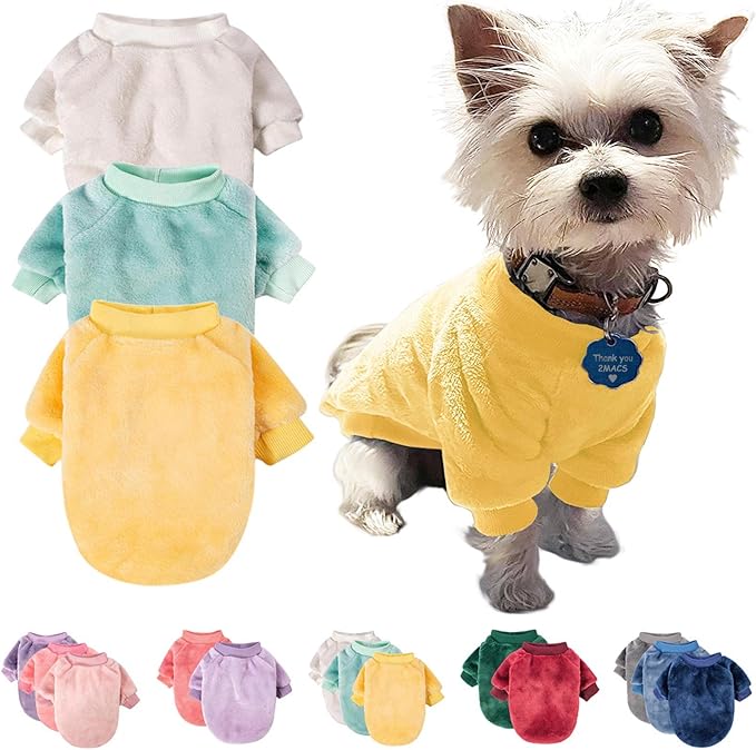 FabriCastle Small Dog Sweaters, 3-Pack Dog & Cat Clothes, Ultra Soft and Warm Pet Jackets for Small Dogs Boy & Girl, Winter Pet Apparel Costumes, Puppy Outfits (Beige,Light Green,Yellow, X-Large)