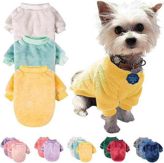 FabriCastle Dog Sweaters, 3-Pack Dog & Cat Clothes, Ultra Soft and Warm Pet Jackets for Small Dogs Boy & Girl, Winter Pet Apparel Costumes, Puppy Outfits (Beige,Light Green,Yellow, X-Small)