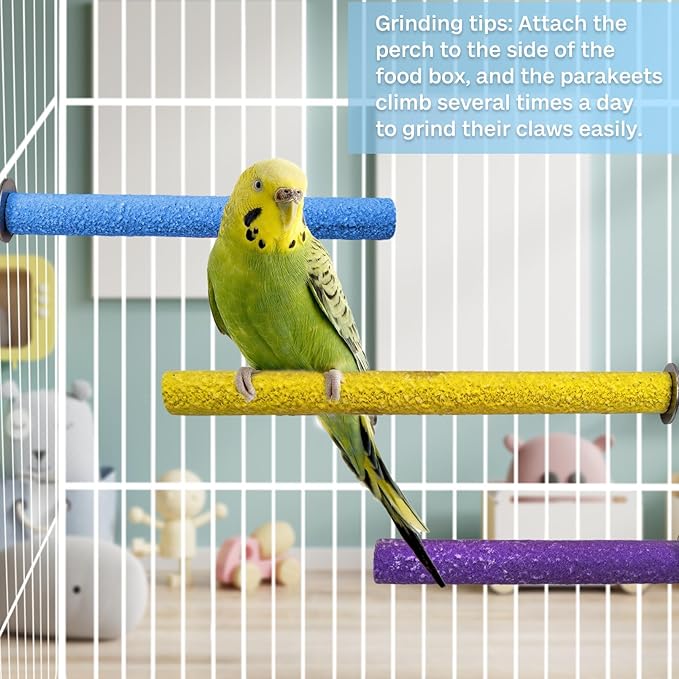 PIVBY Wood Bird Cage Perch Colorful Parrot Stand Toy Platform Paw Grinding Stick for Small Medium-Sized Bird Parakeet Cockatiel Conure Budgies Lovebird Canary Colors Vary Pack of 3
