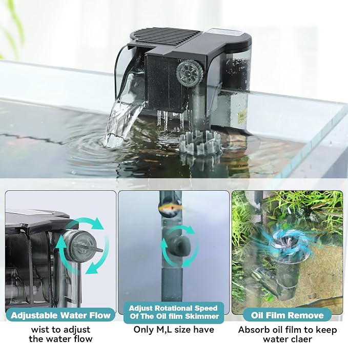 hygger 4.5W Hang On Back Aquarium Filter with Replacement Cartridges 3 Set