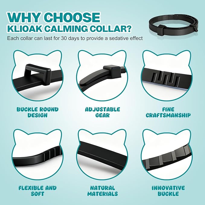 Calming Collar for Cats - 6Pack Calming Collar for Cats Adjustable Safe Waterproof Breakaway Design Helps Reduce Noise Fear