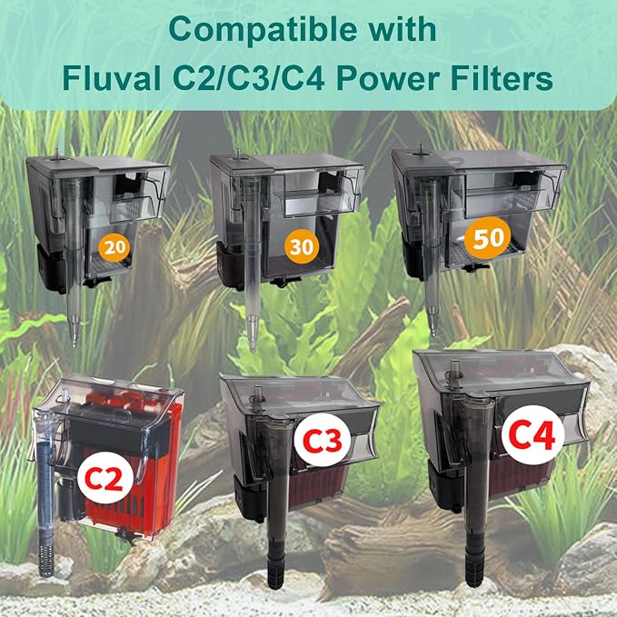 4-Set Pre-Filter Sponge Compatible with Fluval AC20/AC30/AC50 and Fluval C2/C3/C4 Power Filters, Replacement for Aquarium Filter Intake Strainer Sponge, Suitable for Freshwater & Saltwater Aquariums