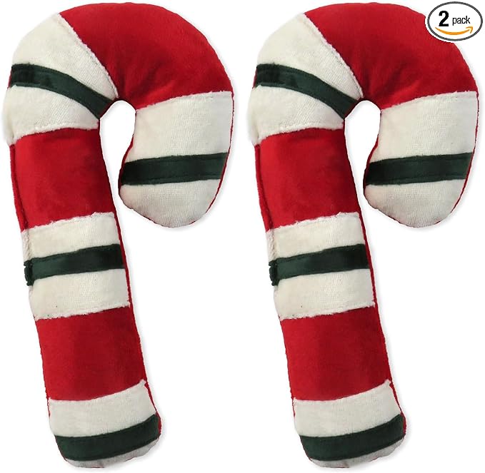 Pet Passion Multipack Stuffed Dog Toys Durable Cotton Canvas with Coconut Fill for All Pet Breeds, Candy Cane, One Size (Pack of 2)
