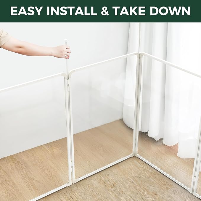 FXW AuraSpace Pro Acrylic & Wire Mesh Indoor Dog Playpen, 40" Height 12 Panels Metal Dog Pen for Medium and Large Dogs, White│Patented
