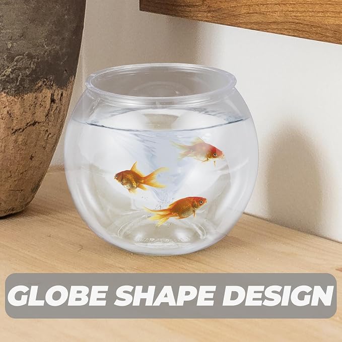 Mipcase Plastic Fish Bowl, Round Goldfish Tank Small Betta Fish Bowl Clear Fish Tank Bowl Desktop Goldfish Bowl for Home Decor (Pack of 2)