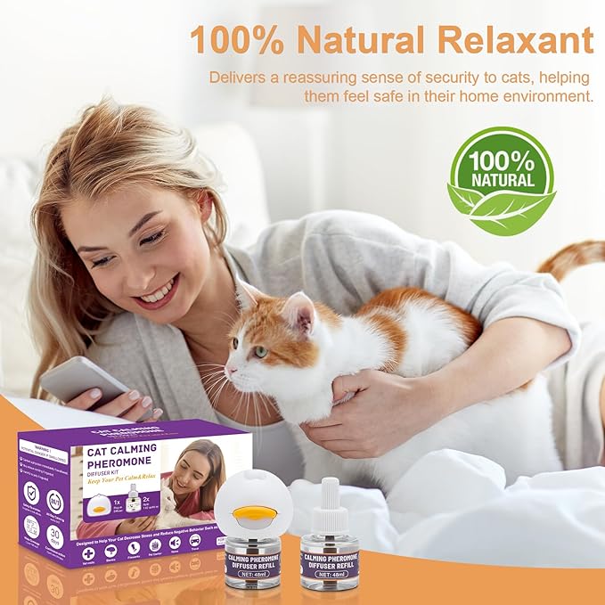 Reespring Cat Pheromones Calming Diffuser Starter Kit: Premium Pheromone Diffuser for Cats - Cat Pheromones Diffuser - Cat Calming Diffuser - Cat Calming Pheromone Diffuser (1 diffusers+ 2 Refills)