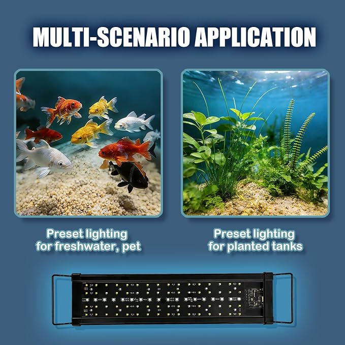 Smart LED Aquarium Light for Freshwater Tanks - App Control DIY Spectrum, Auto Timer & Sunrise Sunset Simulation (20-24 INCH)