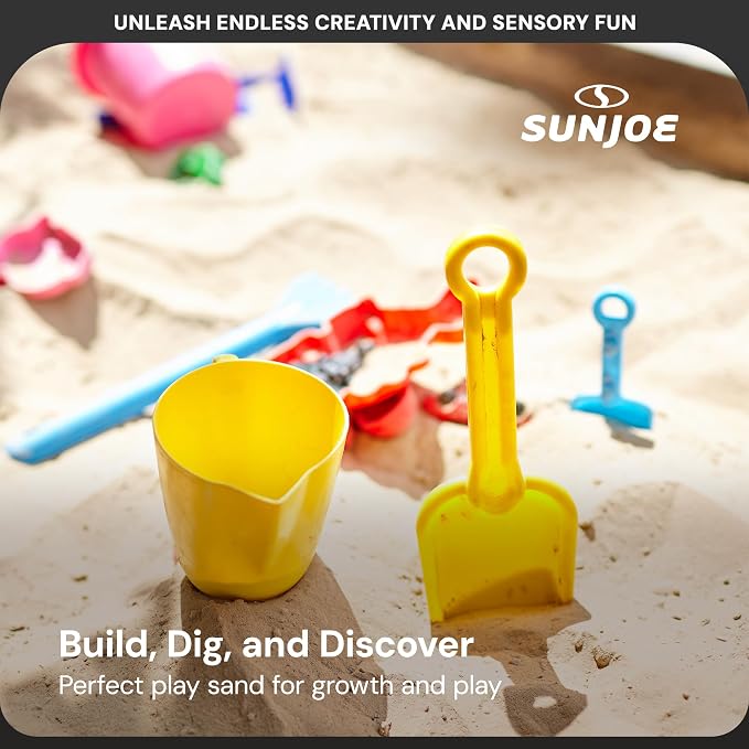 Sun Joe 5 Pack Silica Play Sand for Sandbox, Sensory Table & Garden Spaces, Ultra Fine, 50 Lbs - Natural Craft Accessory for Molding, Digging & Sculpting - Ideal for Indoor and Outdoor Use