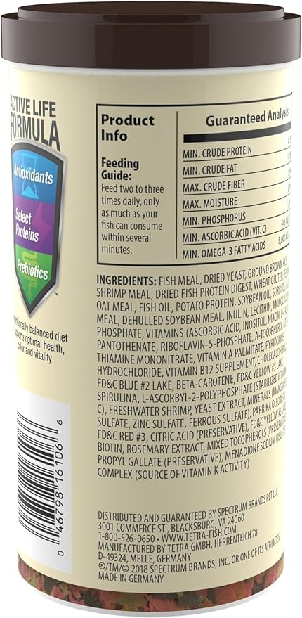TetraMin Tropical Flakes Fish Food, 7.06 oz | Complete Daily Diet For Top-And-Mid Feeding Tropical Fish, Protein For Growth & Prebiotics for Digestion, Clear Water Formula
