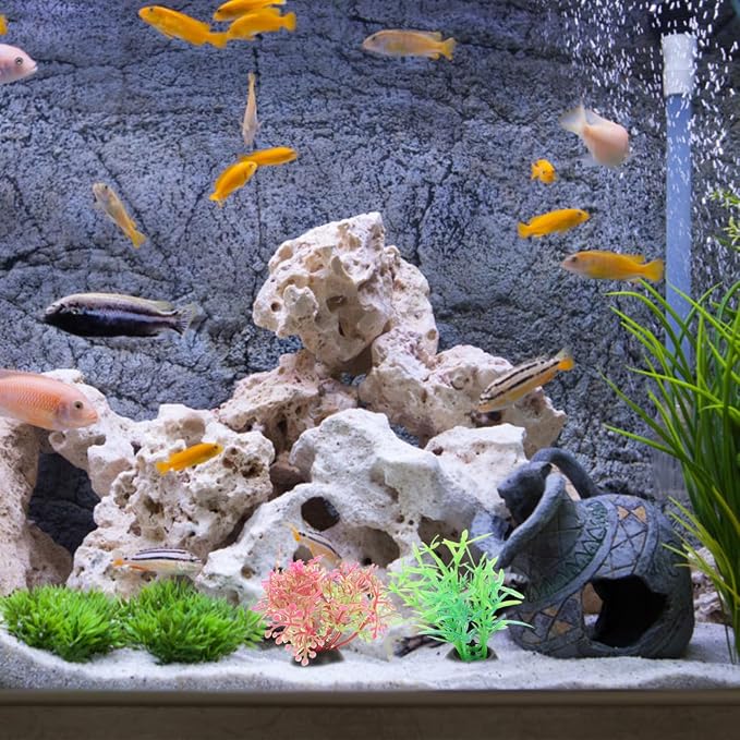 Garneck 20 Pcs Small Aquarium Plants Set: Artificial Mini Fish Tank Plants Decorations Plastic Water Grass Decor for Betta Goldfish Turtle Tank Bowl, Home Office